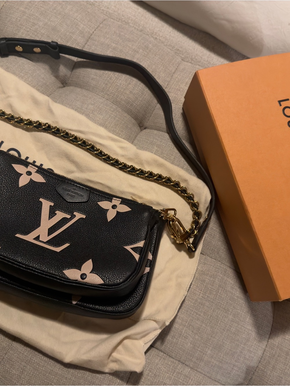Louis Vuitton Black & Pink Monogram Chain Shoulder Bag